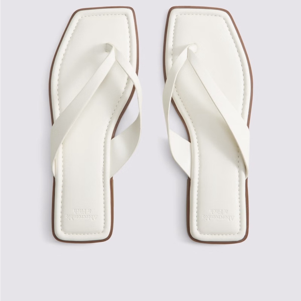 Abercrombie & Fitch White Square-Toe Sandals